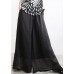 Modern Black Pockets Embroideried Floral Elastic Waist Linen Wide Leg Pants Summer