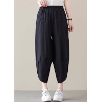 Top Quality Black elastic waist Casual Pants Spring