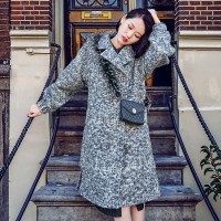 vintage gray Wool Coat Loose fitting Notched long coat 2018 side open coat