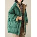 Boho Green zippered Graphic Loose Winter Duck Down Puffer