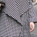 Fine black white Plaid Winter coat oversize pockets long coat Fine Notched trench coat