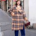 women khaki Plaid Coats plus size Notched Winter coat fine side open pockets wool jackets