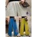 Top Quality Linen colour Pockets Linen Wide Leg Pants Summer