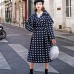 fine navy dotted coat oversize Notched trench coat 2018 tie waist wool jackets