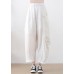 Bohemian Red Elastic Waist Pockets Linen Harem Pants Summer