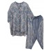 new loose small floral Cinched tops denim two pieces